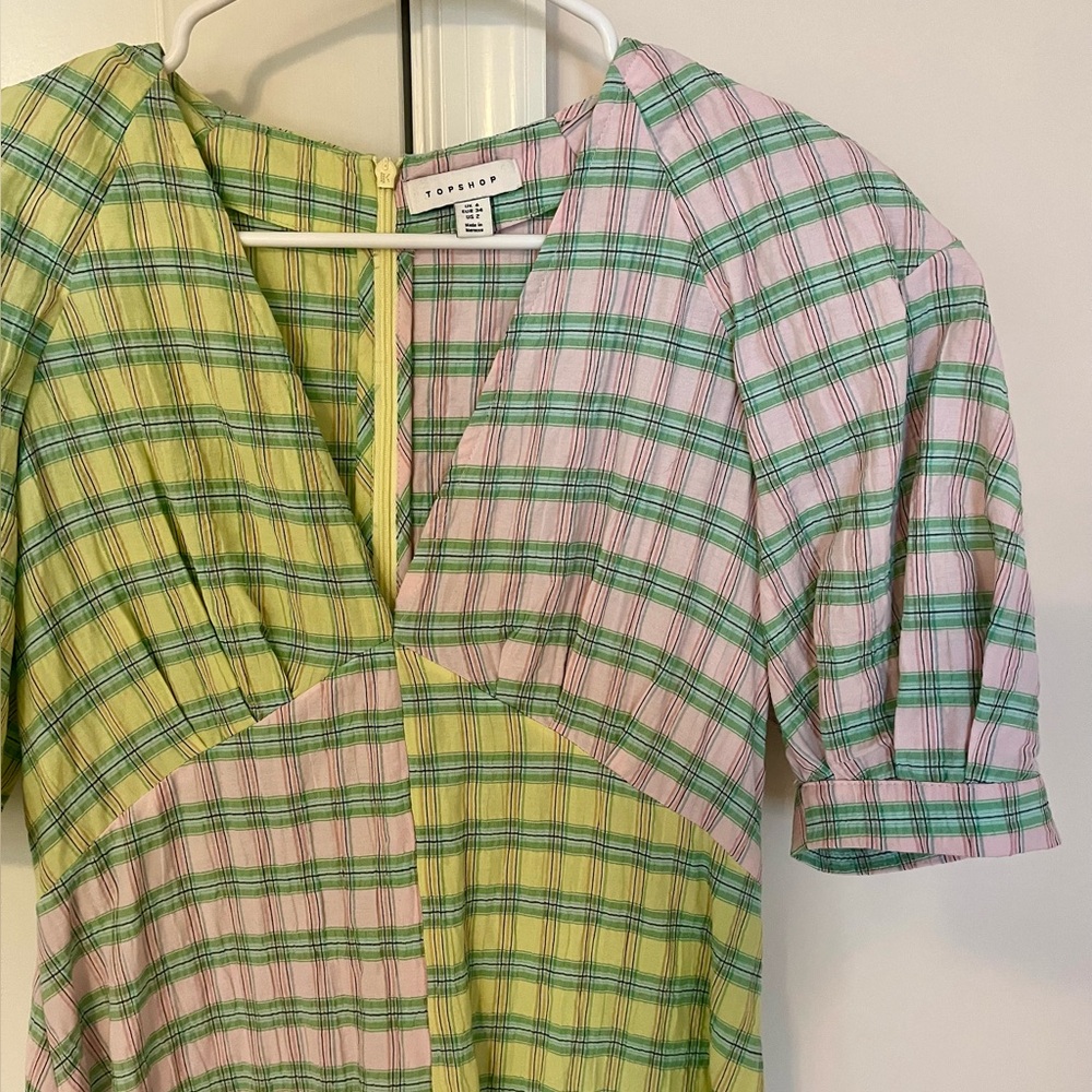 Topshop color block check dress